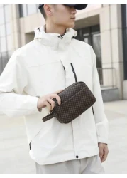 peach tree Men s Versatile All In One Wallet Clutch Wrist Crossbody Bag With Storage For Business Trip Personal Items Gift For Men Father s Day Valentine s Day Peach Tree