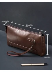 KAIDUCH Men s Fashion Minimalist Large Capacity Clutch Bag Soft Leather Wallet Phone Holder Zipper Lock Long Handbag