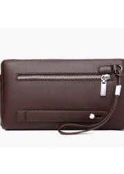 Large Men s Leather Long Wallet Handbag For Travel Passport Business Mobile Phone Credit Card Anti Theft Password Lock Casual Clutch Christmas Gifts Winter Christmas Men Bag Bag For Men Men Wallet Han