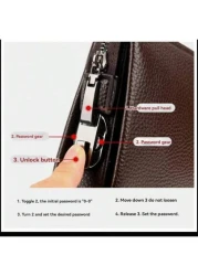 Genuine Leather Clutch Wallet Business Password Lock Wallet Anti Theft Handbag Wallet Phone Stand Briefcase Travel Bag Coffee Color Gifts Fall Christmas Scream Men Bag Men Wallet Hand Bag Men Coin Pur