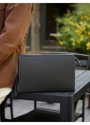 gorchis New Style Men s Clutch Bag Black Toiletry Bag Large Capacity Business Hand Carry Bag Simple Versatile PU Leather Underarm Envelope Bag With Multi Card Slots Fashion Man Bag