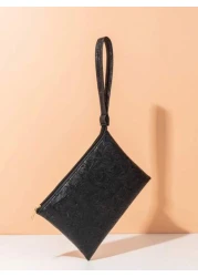 حقيبة يد مزخرفة بنقشة جلدية، حقيبة معصم بسيطة، حامل بطاقات سعة كبيرة، متعددة الاستخدامات للاستخدام اليومي وا