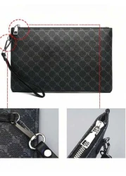 PU Leather Printed Clutch Bag Handheld Bag Wristlet For Men