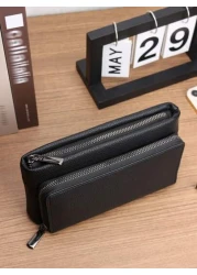 HOVI S Classic Solid Color Retro Clutch Bag Simple Business Large Capacity Lightweight Waterproof Daily Commuting Mobile Phone Bag Man Bag Students Travel Winter Holiday Wash Bag Old Money Multi Card