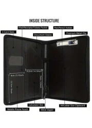 قطعة واحدة محفظة أعمال DIY من الجلد الصناعي بسحاب مع لوح كتابة بحجم الرسالة والحافظة A4، ملف وحافظة منظمة مقابلة