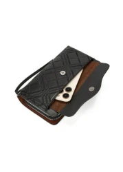 حقيبة كلاتش جلد صناعي واحدة باللون الأحادي للرجال، حقيبة معصم متعددة الأقسام مزودة بإغلاق مغناطيسي وسحاب، مت