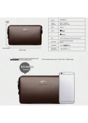 Leather Men Clutch Bag Wallet Business Men Password Lock Wallet Theft Proof Handbag With Cell Phone Holder Travel Bag Coffee Color School Bag Commute Freshmen High School College Dorm Practical Gifts