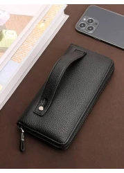 HOVI S Fashionable Minimalist Business Men s Clutch Bag Double Zipper Large Capacity Multi Card Slots Wrist Pouch Suitable As Gift On Holidays And Anniversary Vacation Gifts Travel Christmas Purse Tha