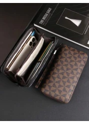 HOVI'S حقيبة اليد الرجالية الأنيقة والبسيطة، كبيرة السعة، متعددة فتحات البطاقات، حقيبة رسغ محمولة، هدية رائعة ل