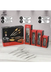 LIFE SMILE Cutlery Set, 18/10 Pure Stainless Steel Flatware Set with Stand, Rust Proof &amp; Fade Proof Dinnerware Set (MATTE SILVER, 88 Pieces)
