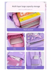Sanrio Sanrio Hello Kitty Kuromi Kids Backpack Cartoon Cute Girl Double Shoulder Bag Ergonomic Backpack School Style Suitable For Back To School Season Reflective Night Bag