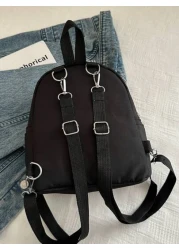 حقيبة ظهر متعددة الوظائف صغيرة للطلاب - نسيج مخطط جميل, حقيبة تنقل مريحة مع جيوب متعددة وأشرطة كتف مريحة