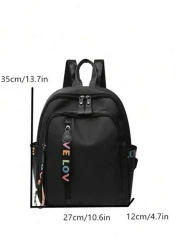 Large Capacity Multi Pocket Black Oxford Cloth Wear Resistant Backpack Fashionable Street All Match Commuter Bag Exquisite Student Schoolbag Mobile Phone Computer Bag Suitable For Fashionistas Work Bu