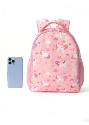 حقيبة ظهر وردي قوقازي جذابة للأطفال واحدة، حقيبة ظهر كرتونية مضحكة ومقاومة للماء، تناسب السفر اليومي والمدرس