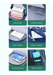 حقيبة ظهر خفيفة الوزن ومقاومة للماء للطلاب من الصف الأول إلى السادس ، للأطفال من 6 إلى 12 عامًا ، بتصميم جميل ذو