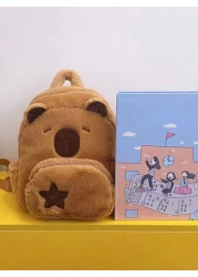 1 حقيبة مدرسية كبيرة السعة ذات طبعة كابيبارا الجميلة للطلاب الأحياء. حقيبة مدرسية أنيقة ذات جيوب متعددة. حقيبة