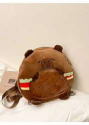 1pc Soft Plush Adorable Capybara Backpack Big Children Casual Plush Backpack School Bag Variable Crossbody Bag Adjustable Strap And Zippered For Travel Shoping Parties Holidays Supermarket Festive Eve