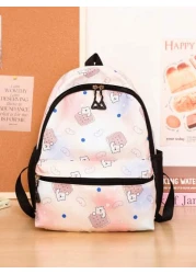 1pc Backpack Nylon Zipper Closure New Cute Schoolbag Dreamy Colored All Match Backpack Cartoon Backpack Suitable For Daily Outings Outings Perfect Gift For Boys And Girls