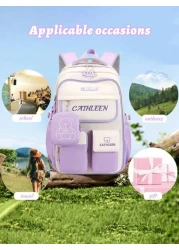 1pc Large Capacity Multi Pocket School Backpack For Girls Cartoon Bear Purple Backpack Outdoor Travel Bag With Coin Pocket Padded Shoulder Strap Fashion Versatile Polyester Suitable For Teenage Girls