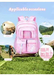 1pc Dream Girl Backpack Multi Pocket Children Backpack Cute Student School Bag Casual Durable Lightweight Travel Bag With Front Transparent Pocket And Anti Theft Pocket Ideal Birthday Gift For Girls G