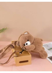 1pc Cute And Adorable Papa Bear Backpack Cartoon Animal Crossbody Coin Purse Storage Bag Fashionable Cartoon Animal Papa Bear Shape Zipper Opening And Closing Backpack Crossbody Bag Suitable For Girls