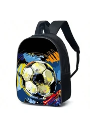 3 قطع / مجموعة حقيبة ظهر مطبوعة بنمط كرة القدم ثلاثي الأبعاد، حقيبة عبر الجسم، حافظة أقلام، حقيبة مدرسية 16 بوصة