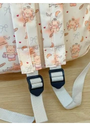 حقيبة ظهر بطبعة دب كلاسيكية، موديل عصري متعدد الاستخدامات، واسعة السعة، قابلة للحمل للسفر، مناسبة لأي مناسبة