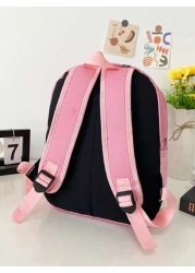1pc Cute Backpack Nylon Cloth Double Zipper Closure Summer New Style Pink Rainbow Unicorn Schoolbag Fashionable Cartoon Backpack Comfortable Shoulder Strap Large Capacity Multifunctional Suitable For