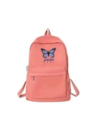 1 حقيبة ظهر للعودة إلى المدرسة، حقيبة بطبعة فراشة طازجة وحلوة، خفيفة الوزن وسعة كبيرة، مناسبة للدراسة اليومية