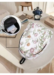 1pc Floral Print Backpack Zipper Closure With Pockets Stylish Backpack For Boys And Girls Suitable For School Outings And Daily Use