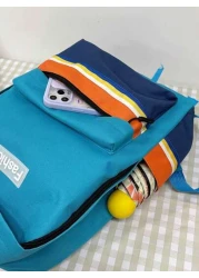 حقيبة ظهر بسحاب نايلون ذات تصميم عصري بلون متباين ذات سعة كافية، مناسبة لجميع المناسبات، خفيفة الوزن للسفر، م