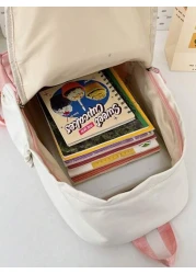 1 قطعة حقيبة ظهر طلابية ذات لونين بتصميم كاجوال جديد، مصنوعة من النايلون مقاوم للماء وذات سعة كبيرة، حقيبة مدر