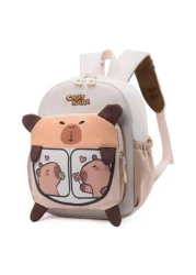 قطعة واحدة من قماش الأكسفورد بسحاب، حقيبة ظهر برسوم كرتونية طريفة لحيوان الكابيبارا، خفيفة الوزن وتحمي العمو