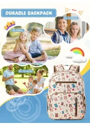 15 11 5inch Large Kawaii Kids Backpacks Elementary School Backpacks With Mulit Pockets And Compartments Kindergarten Backpacks Cute Animal Print Backpack With Padded Shoulder Straps Travel Backpacks W