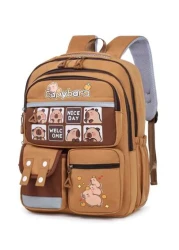 1 Cute Giant Kapibara Pattern Contrast Color Backpack Suitable For Teenagers Large Capacity Lively Student Bag With Multiple Pockets Fashion School Bag Handbag Personalized Lightweight School Backpack