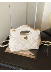 1 Pc New Style Girls Solid Color Diamond Quilted Pattern Pu Small Crossbody Bag Metal Strap Magnetic Closure Fashionable And Versatile For Outings Shopping Gatherings Or As A Gift For Friends