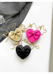 1pc New Cute Girl Niche High End Pu Heart Bow Crossbody Bag Can Be Carried By Hand And Fashionable New Bag Fresh And Dopamine Color Matching Youthful Girl Style Can Be Cross Body Shoulder Strap Is Adj