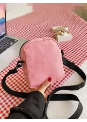 1 Pc Mini Children Crossbody Bag Canvas Bag Square Bag Coin Purse Shoulder Bag Versatile Lightweight Portable Zip Closure Adjustable Strap For Daily Purse For Travel Vacation Shopping Kids Outdoor Sup