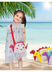 Colorful Dinosaur Shaped Beach Bag For Youngsters Lightweight Foldable With Adjustable Strap Mesh Pocket Zip Closure Dinosaur Shaped Beach Bag Outdoor Storage Bag Cute Travel Shoulder Bag Dinosaur Sha