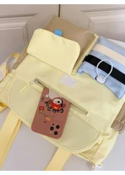 1pc New Student Tutoring Bag Casual Contrast Color Nylon Waterproof Large Capacity Shoulder Bag