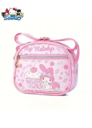 Sanrio 1pc Sanleo Hello Kitty Kuromi Melody Yugui Dog New Children s Crossbody Bag Fashion Cute Oval Girls Shopping Shoulder Bag Leather Waterproof Crossbody Bag Small Bag