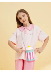 قطعة واحدة حقيبة كتف وحقيبة جسم بشكل قلم رصاص كرتوني إبداعي للأطفال البنات