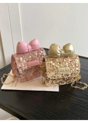 حقيبة كتف صغيرة رائعة ذات شريط لامع على شكل ربطة ، حقيبة كاجوال للخروج الجديدة للصيف