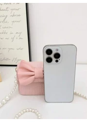 1pc Fashionable Pearl Chain Strap Mini Sling Bag With Bow Design Spring Summer