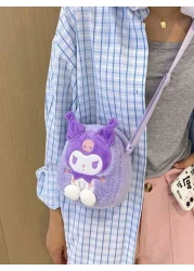 Sanrio 1 قطعة شخصية Sanrio وحقيبة كتف قطع كرتونية للوجبات الخفيفة 1 قطعة، حقيبة ظهر كتف متنوعة لسيدات على شكل قطة KT