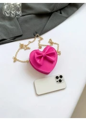 قطعة واحدة حقيبة رسول ذات سلسلة متموجة على شكل قلب صغيرة وجذابة ، إغلاق بسحاب من البولي يوريثان، تصميم نمطي كو