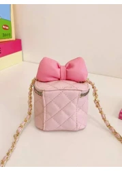 1 Pc New Cute Mini Bow Decorated Diagonal Strapped Bag For Girls Zipper Closure Pu Material Lightweight Perfect For Daily Outings Outdoor Activities Shopping And Festive Gifts