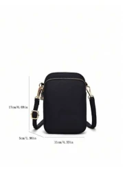 1pc Fashionable And Simple Cross Body Walking Mini Bag Vertical Coin Purse With Mobile Phone Pocket Casual Travel Back To School Gift