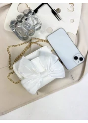 1pc Is Made Of Pu Material A High Grade Small Bag For Girls A Popular Niche Lipstick Bag A Retro Crossbody Bag A Mini Chain Small Square Bag With Lychee Pattern And Bow Which Is Sweet And Fashionable