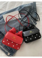 1 قطعة حقيبة كتف ثلاثية الأبعاد مطبوعة بنقاط بولكا دوت ، لون الفتيات ، تصميم بسيط ، حقيبة مربعة صغيرة للموسم ال